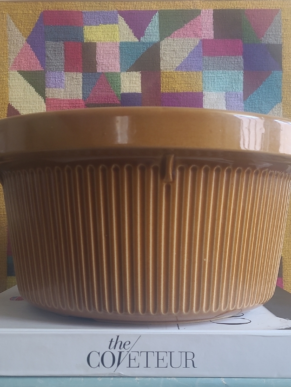 VINTAGE RIVAL STONEWARE CROCK POT INSERT